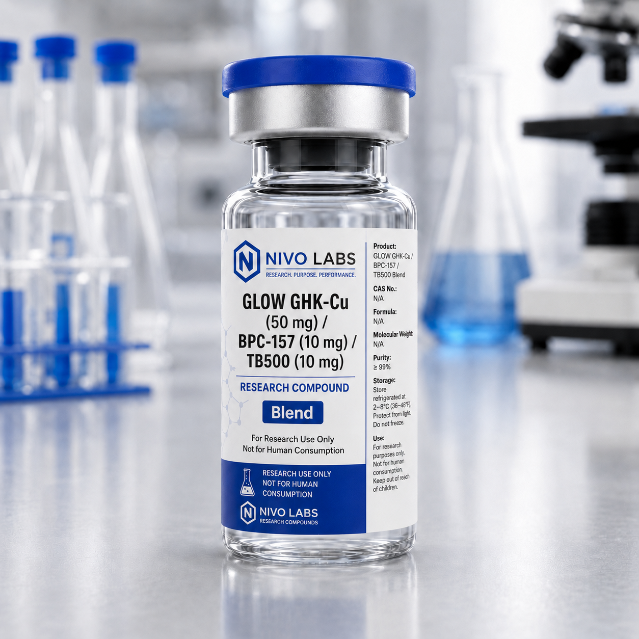 Nivo Labs GLOW 70 mg research blend vial